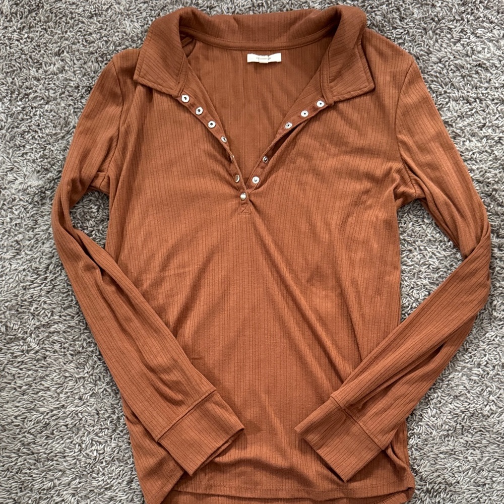Women's Brown Long Sleeve Top